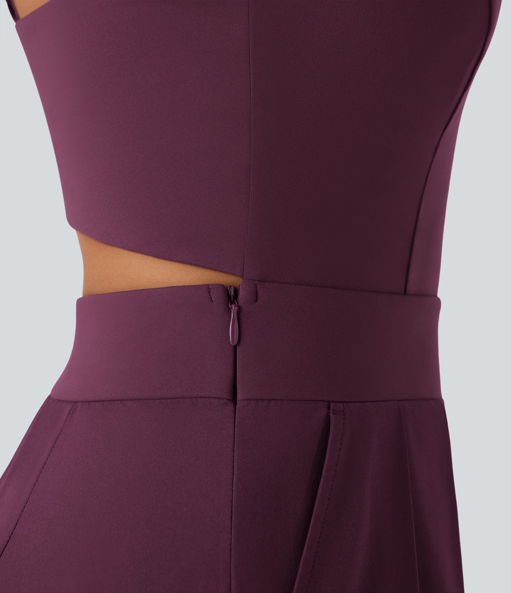 BreezefulTM Wide Leg Quick Dry Casual Slip Jumpsuit with Pockets-Easy Peezy Edition