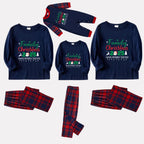 Christmas Family Matching Pajamas-Navy & Red Plaid Pjs Set with "Family Christmas 2025" and Santa Pattern Print