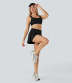 SoftlyZeroTM QuickDry High Waisted Pleated 2-in-1 Pickleball Cargo Skirt with Pockets
