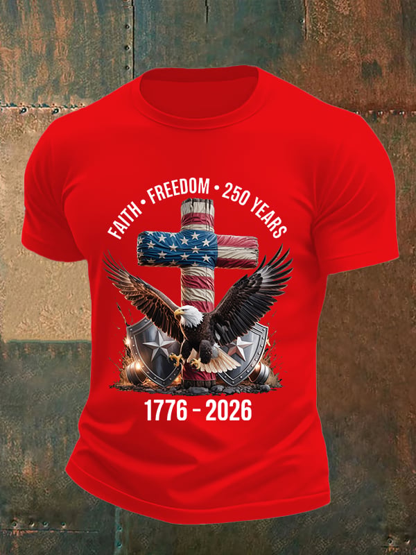 Men's  Faith-Freedom-Legacy 250 years strong Print T-Shirt