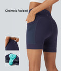 SpeedWaveTM High Waisted Contrast Mesh Quick Dry Cycling Chamois Padded Biker Shorts 5'' with Pockets