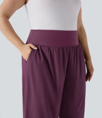 Plus Size BreezefulTM SoCinched High Waisted Tummy Control Hem Quick Dry Pants with Pockets