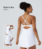 SoftlyZeroTM Airy 2-Piece Mini Cool Touch Yoga Active Slip Dress with Pockets-UPF50+