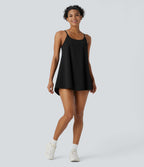 SoftlyZeroTM Airy 2-Piece Mini Cool Touch Yoga Active Slip Dress with Pockets-UPF50+