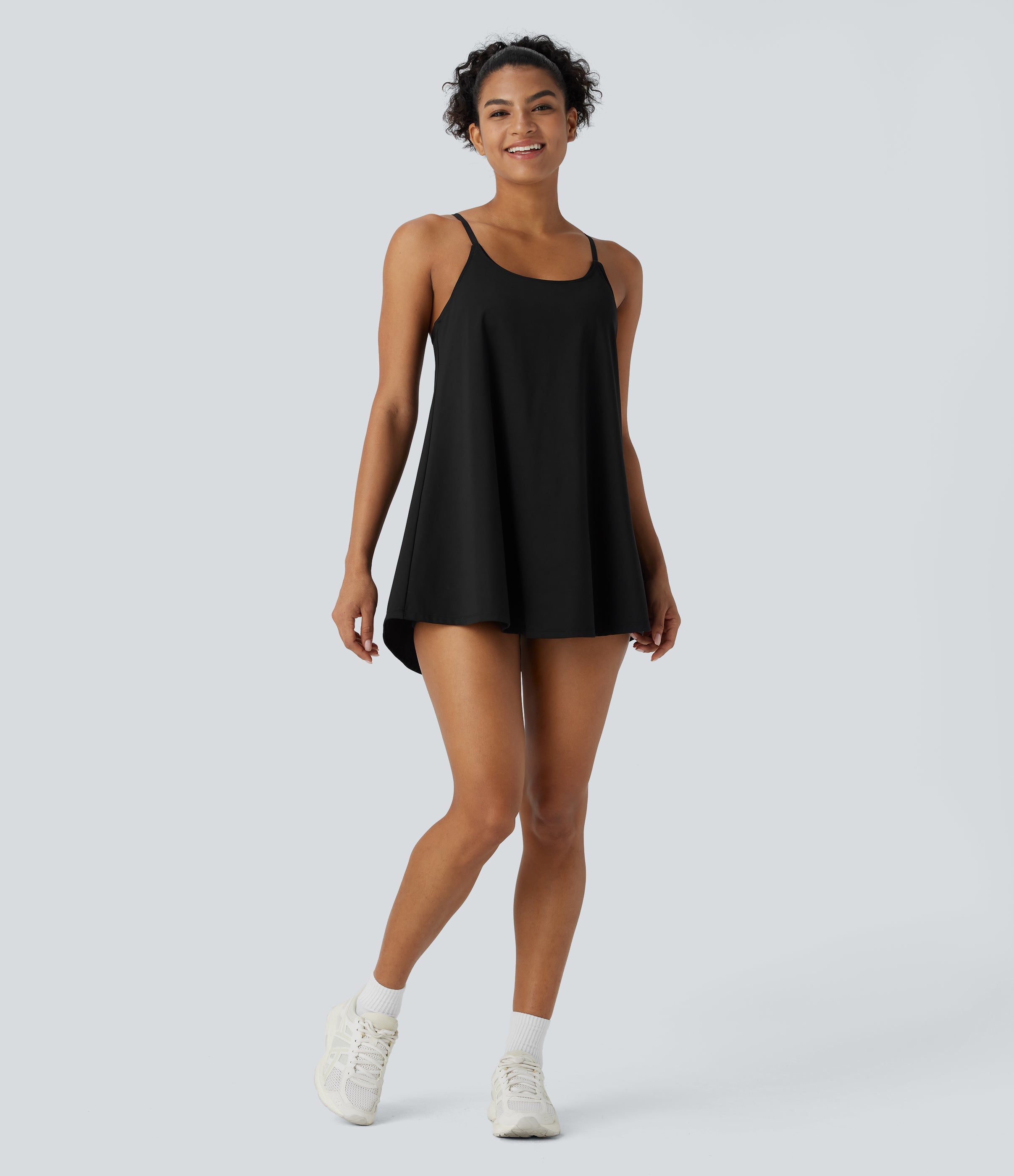 SoftlyZeroTM Airy 2-Piece Mini Cool Touch Yoga Active Slip Dress with Pockets-UPF50+