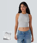 Round Neck Cropped Casual Tank Top