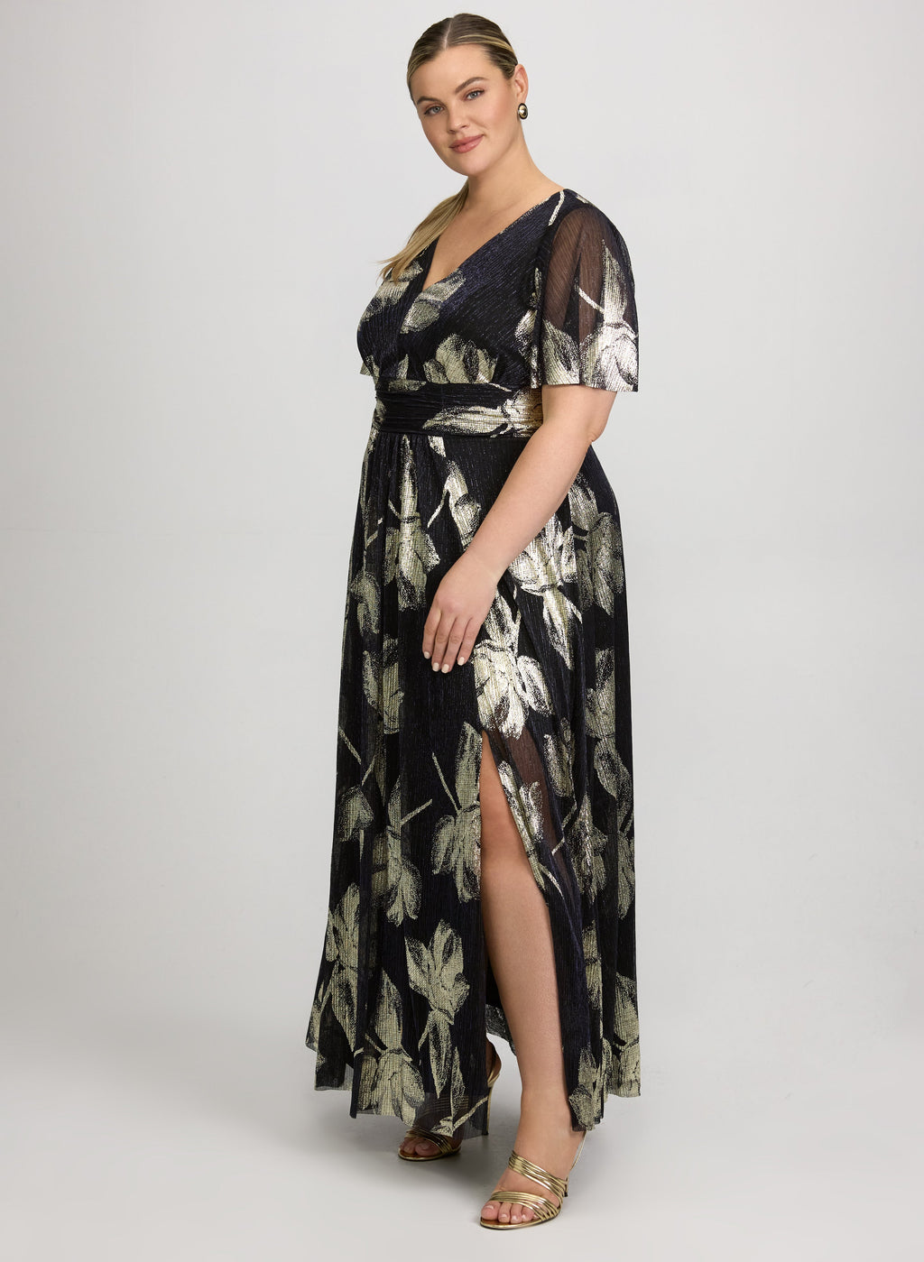 Metallic Pleated Dress
