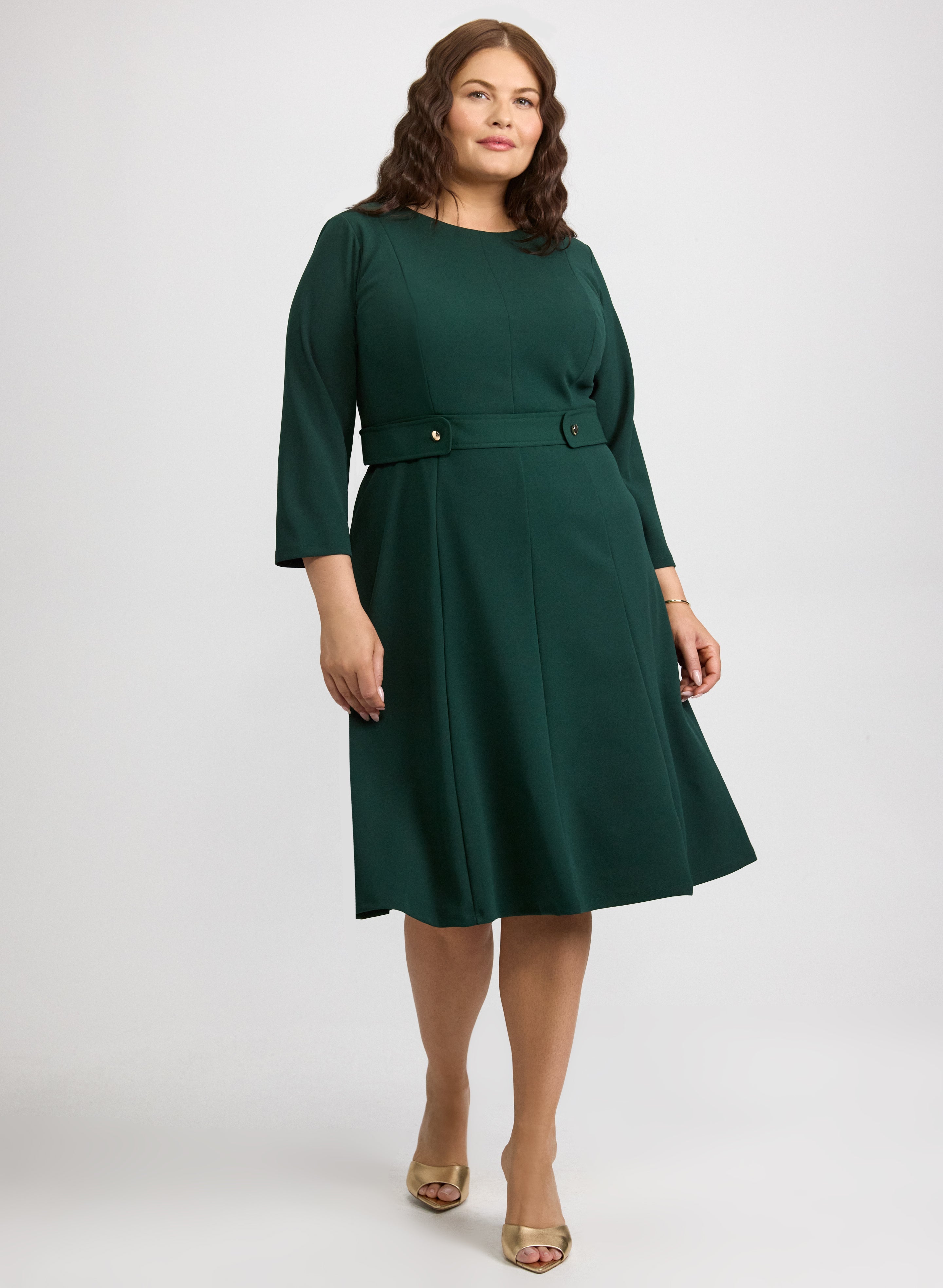 Buttoned-Tab Detail Dress