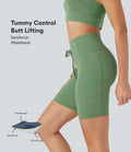 UltraSculptTM SoCinched High Waisted Butt Lifting Tummy Control Loop Running Biker Shorts 7'' with Pockets