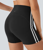 SoftlyZeroTM QuickDry SoCinched High Waisted Tummy Control Color Block Yoga Biker Shorts 5''