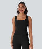 Square Neck Belted Work Tank Top