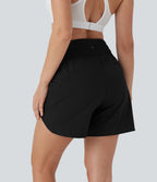 BreezefulTM High Waisted Pockets 2-in-1 Curved Hem Quick Dry Running Shorts 5.5''-Longer Length