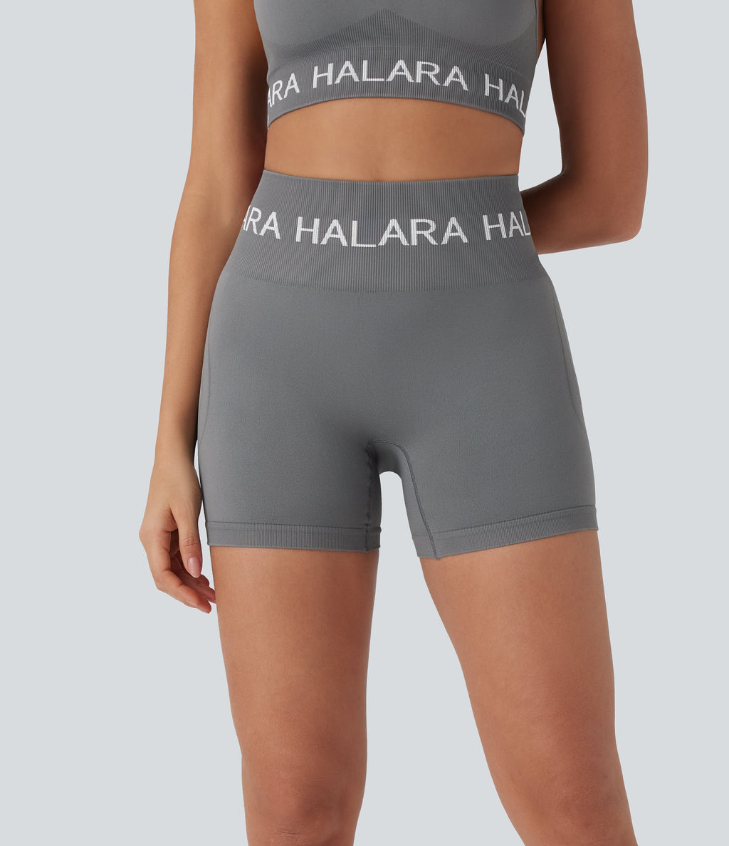Seamless Flow Logo High Waisted Yoga Biker Shorts 5''