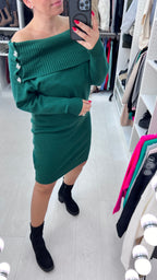 Anissa Bow Pearl Diamante Detail Knit Dress