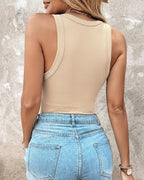 ChicMe Built-in Bra Ribbed Round Neck Tank Top
