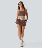 Water Repellent Mid Rise Foldover Twill Mini Tennis Skort with Pockets