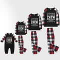 Christmas Family Matching Pajamas-Red and Gray Plaid Pjs set with Slogan and Christmas Pattern Print