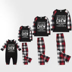 Christmas Family Matching Pajamas-Red and Gray Plaid Pjs set with Slogan and Christmas Pattern Print