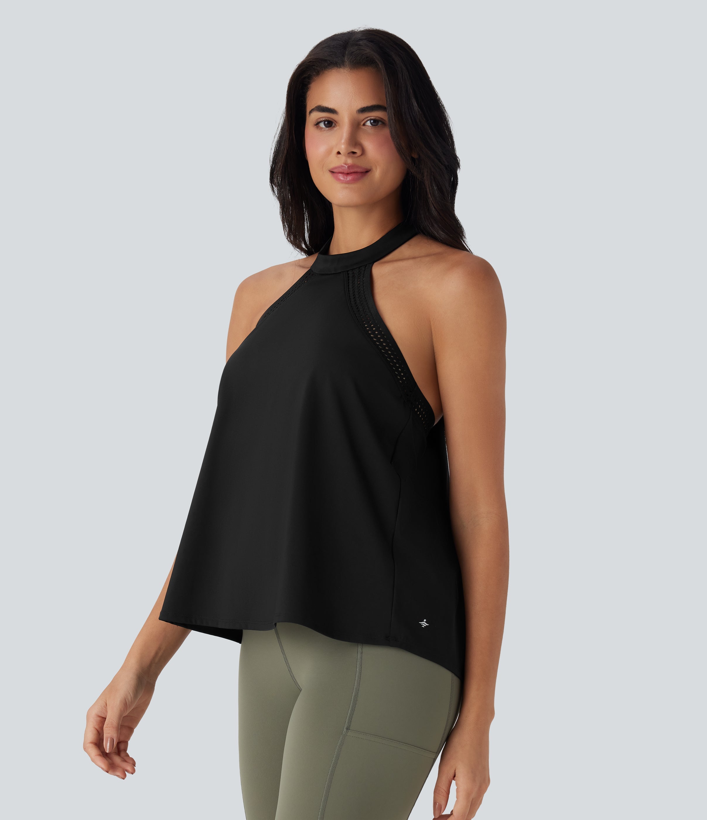 SoftlyZeroTM Airy Halter Draped Cool Touch Yoga Top-UPF50+