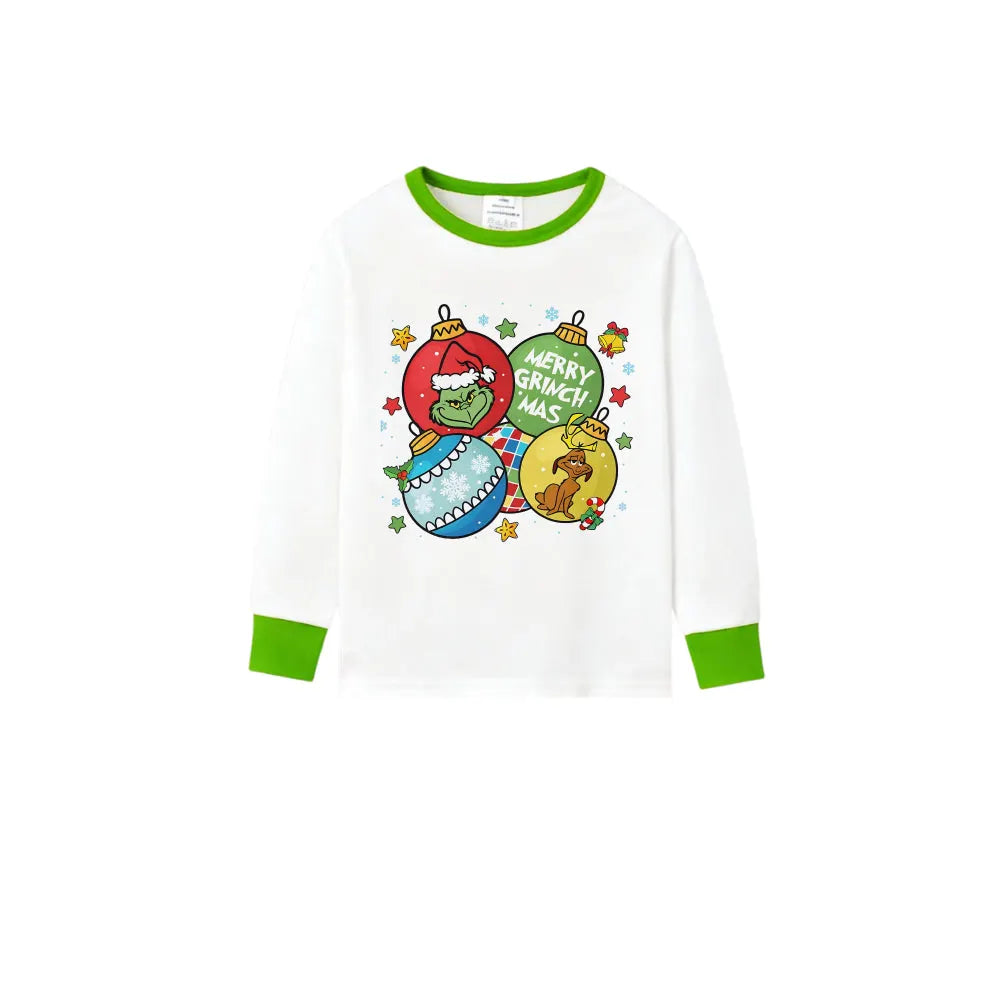 Holiday Family Christmas Pajamas Set With Colorful Christmas Character Pattern Print
