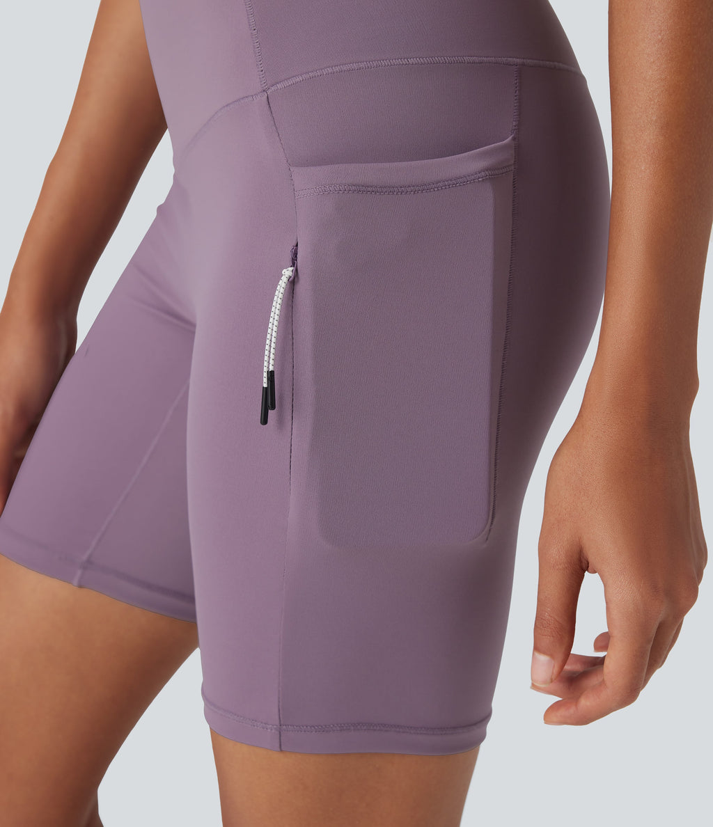UltraSculptTM Cool Quick Dry SoCinched High Waisted Tummy Control Hiking Biker Shorts 7'' with Pockets-UPF 50+