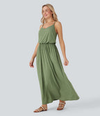 Maxi Flowy Slip Dress with Pockets