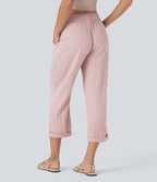 Mid Rise Drawstring Casual Tapered Pants with Pockets
