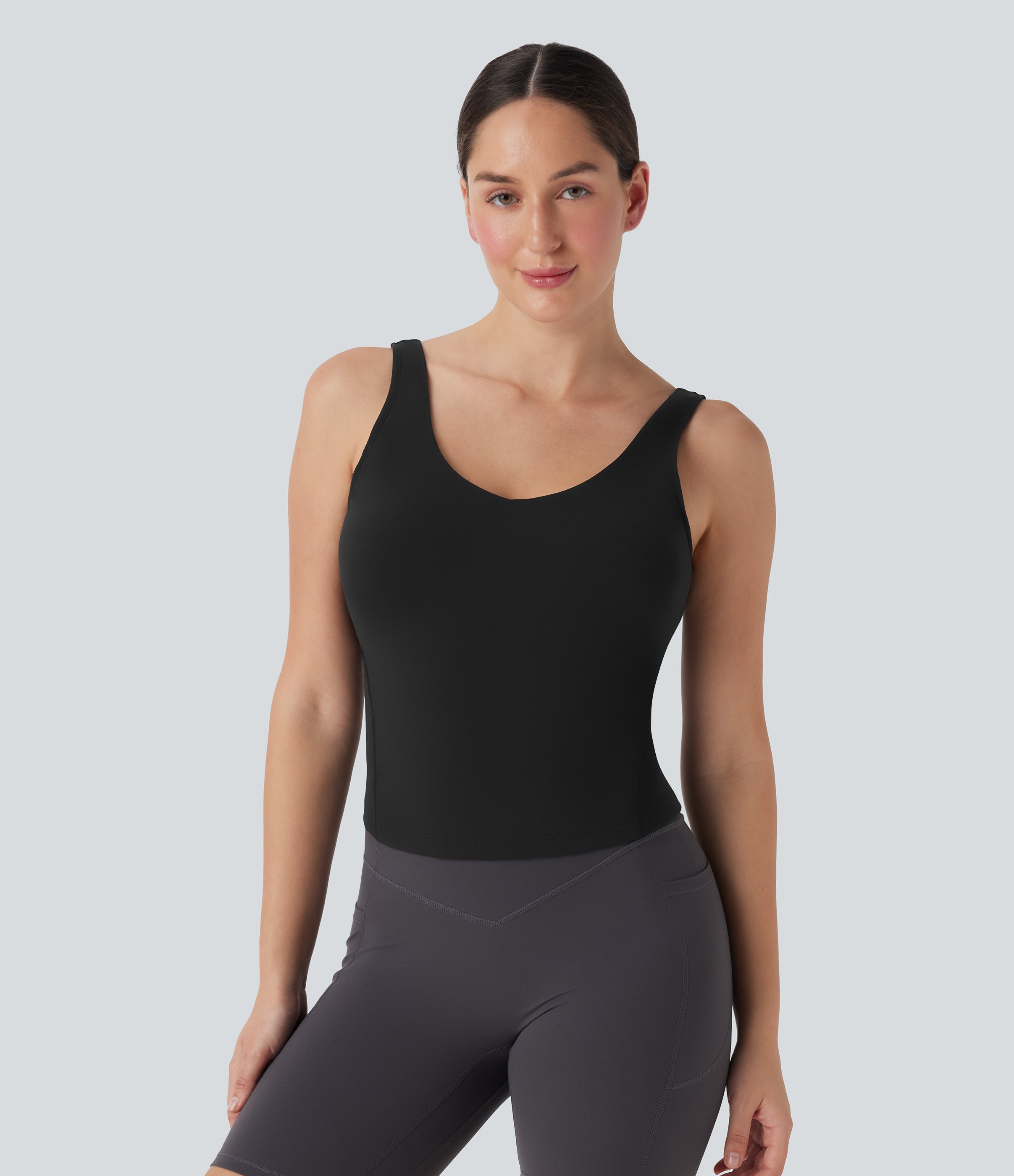 SoftlyZeroTM Plush Padded V Neck Running Tank Top-D/DD/DDD/F Cups