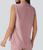 Round Neck Curved Hem Quick Dry Yoga Tank Top