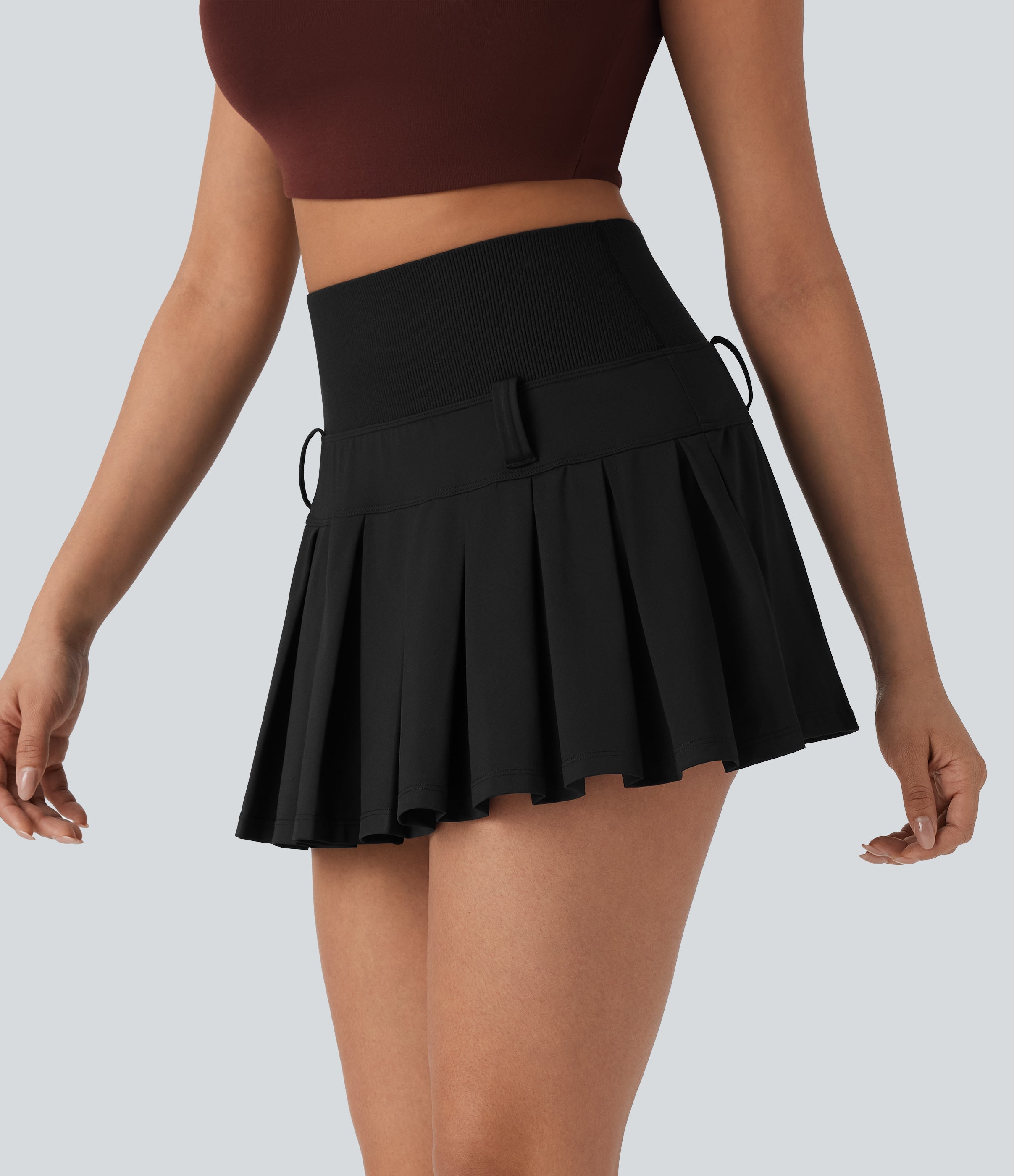 SoftlyZeroTM QuickDry High Waisted Pleated Mini 2-in-1 Skirt with Pocket-Front and Back Wearable
