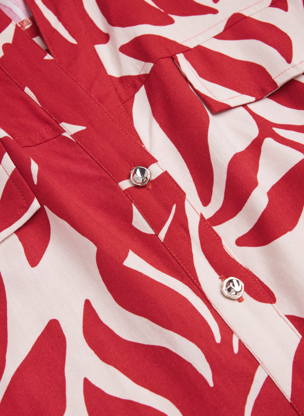 Leaf Print Linen-Blend Dress