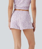 Mid Rise Drawstring Leopard Print Lounge Shorts 2''