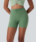 UltraSculptTM High Waisted Drawstring Ruched Yoga Biker Shorts 5'' with Pocket
