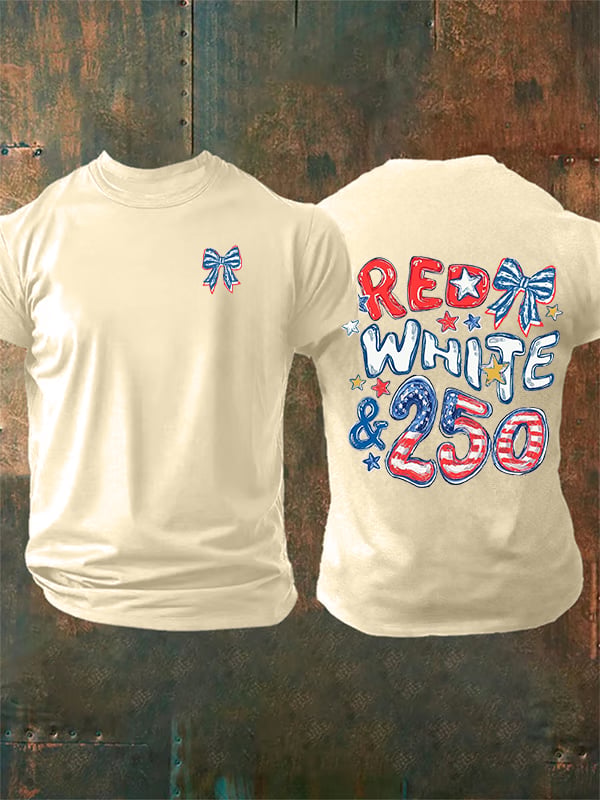 Men's  RED WHITE &250  Print  T-Shirt