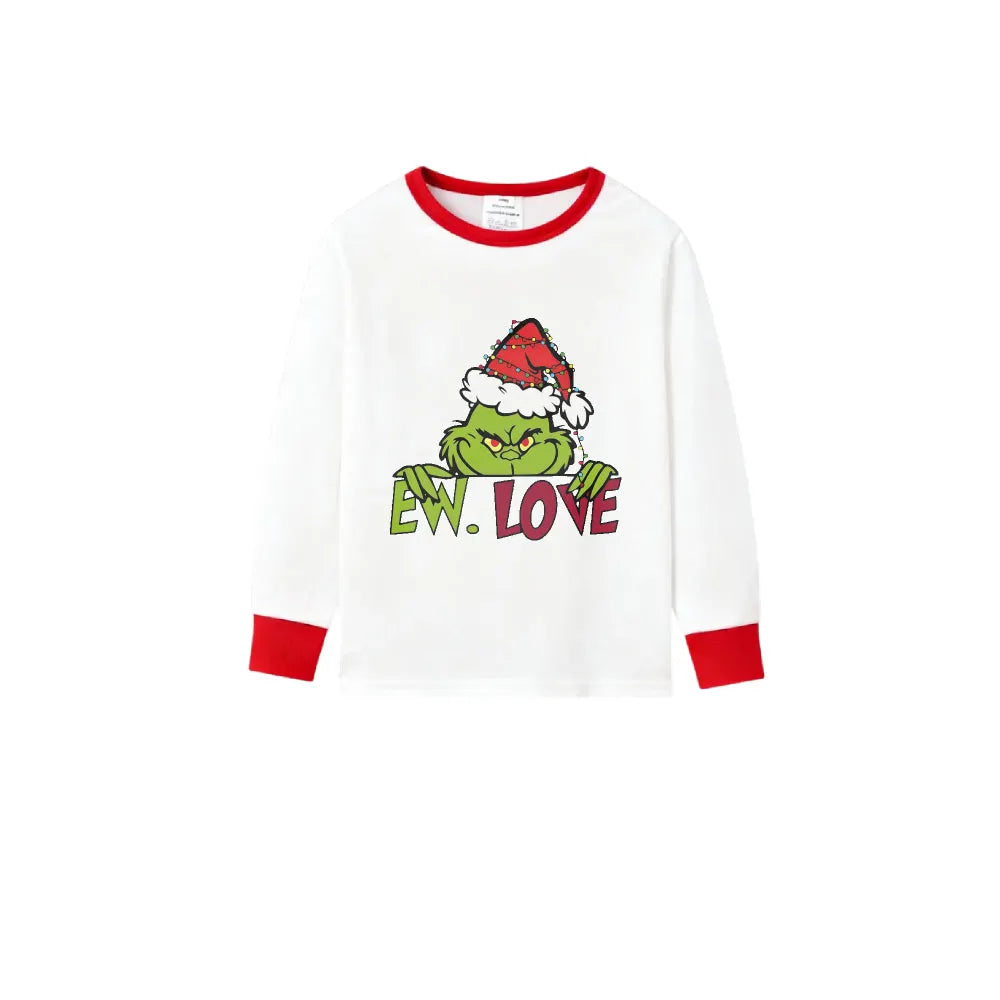 Family Christmas White Pajamas Set With Colorful Pattern Print