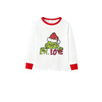 Family Christmas White Pajamas Set With Colorful Pattern Print