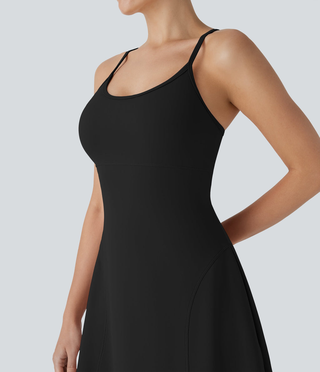 SpeedWaveTM Racerback Cut Out 2 Piece Mini Quick Dry Hiking Active Slip Dress with Pockets