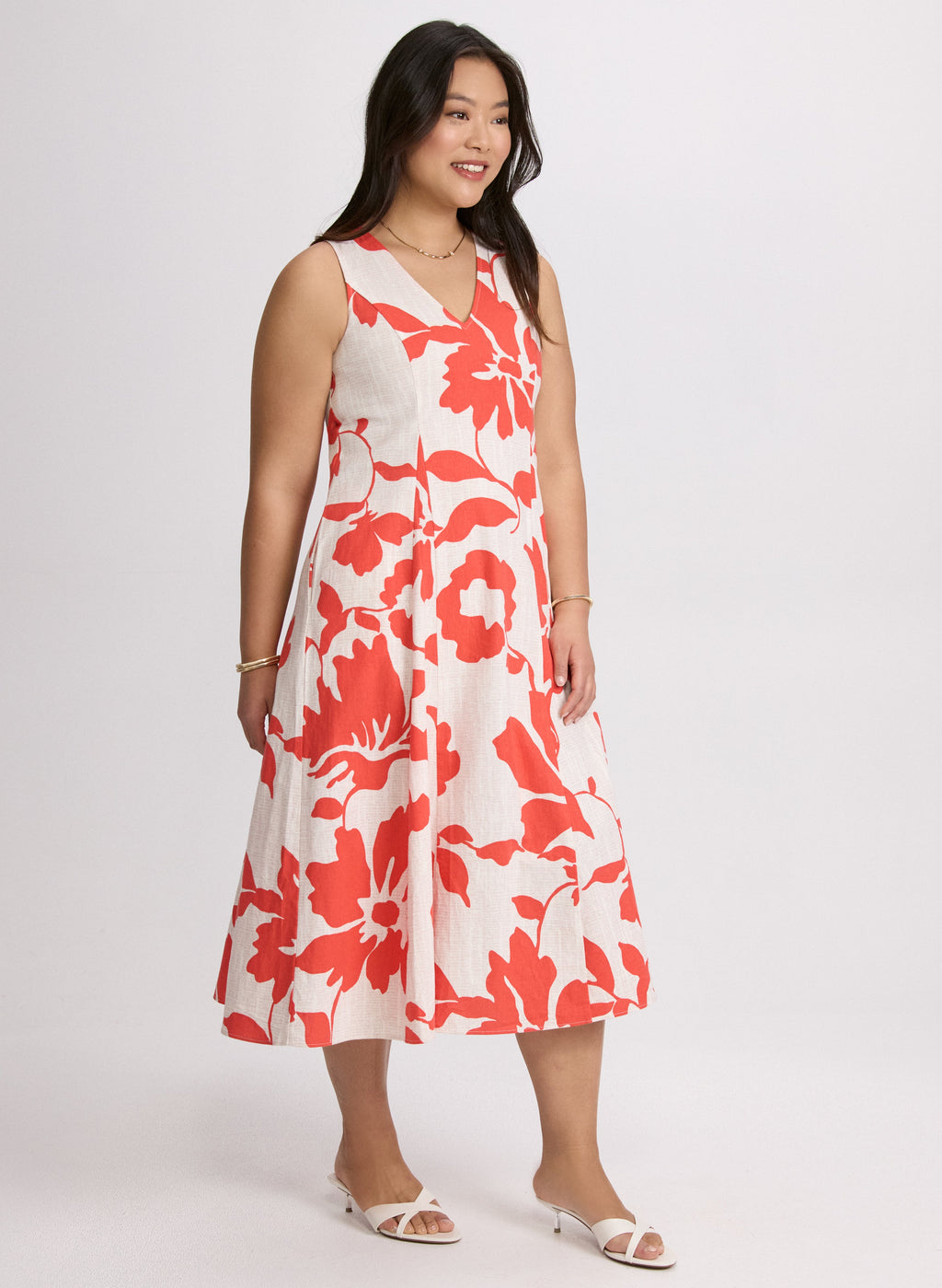 Floral Linen-Blend Dress