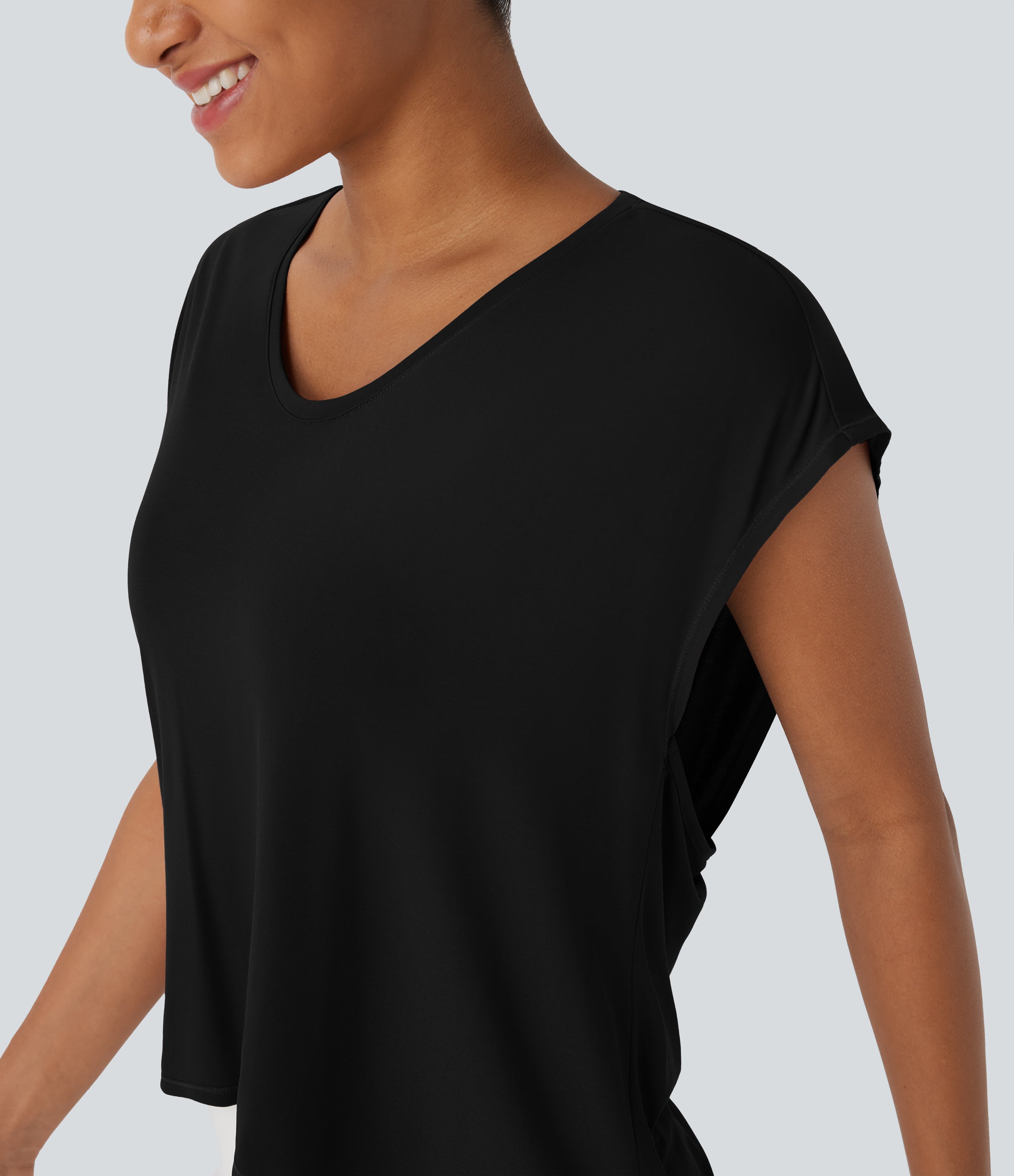 Crossover Asymmetric High-Low Hem Running Sports Top