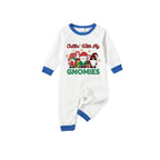 Blue Family Christmas Holiday Pajamas Set with Merry Gnome Pattern Print