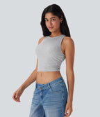 Round Neck Cropped Casual Tank Top