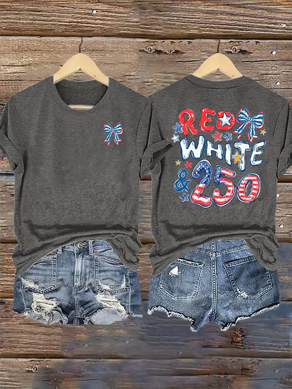 Women's  RED WHITE &250 Print T-Shirt