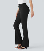 Mid Rise Denim Like Work Pants with Pockets