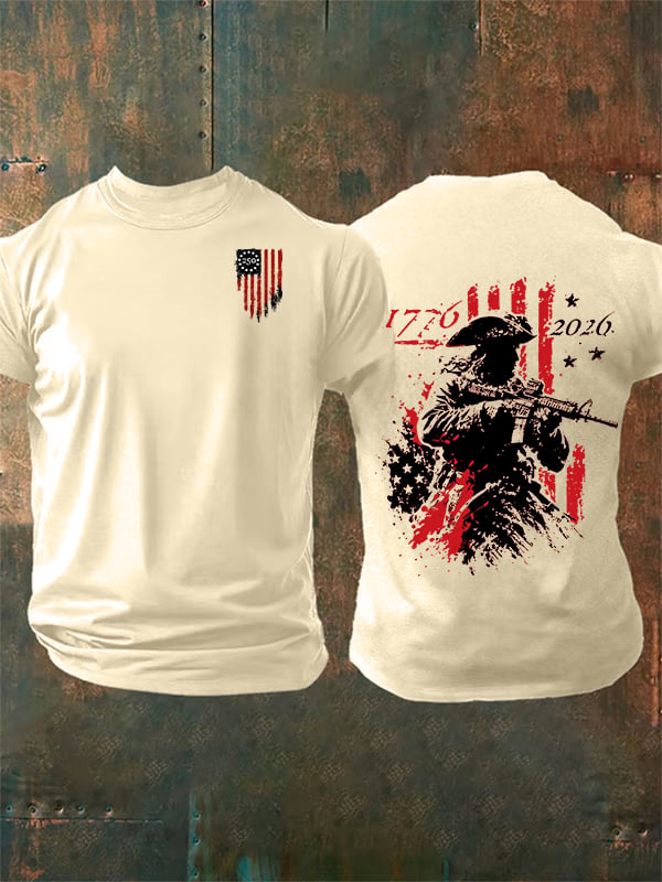 Men's 250th Anniversary Distressed American Flag 2-sided Shirt