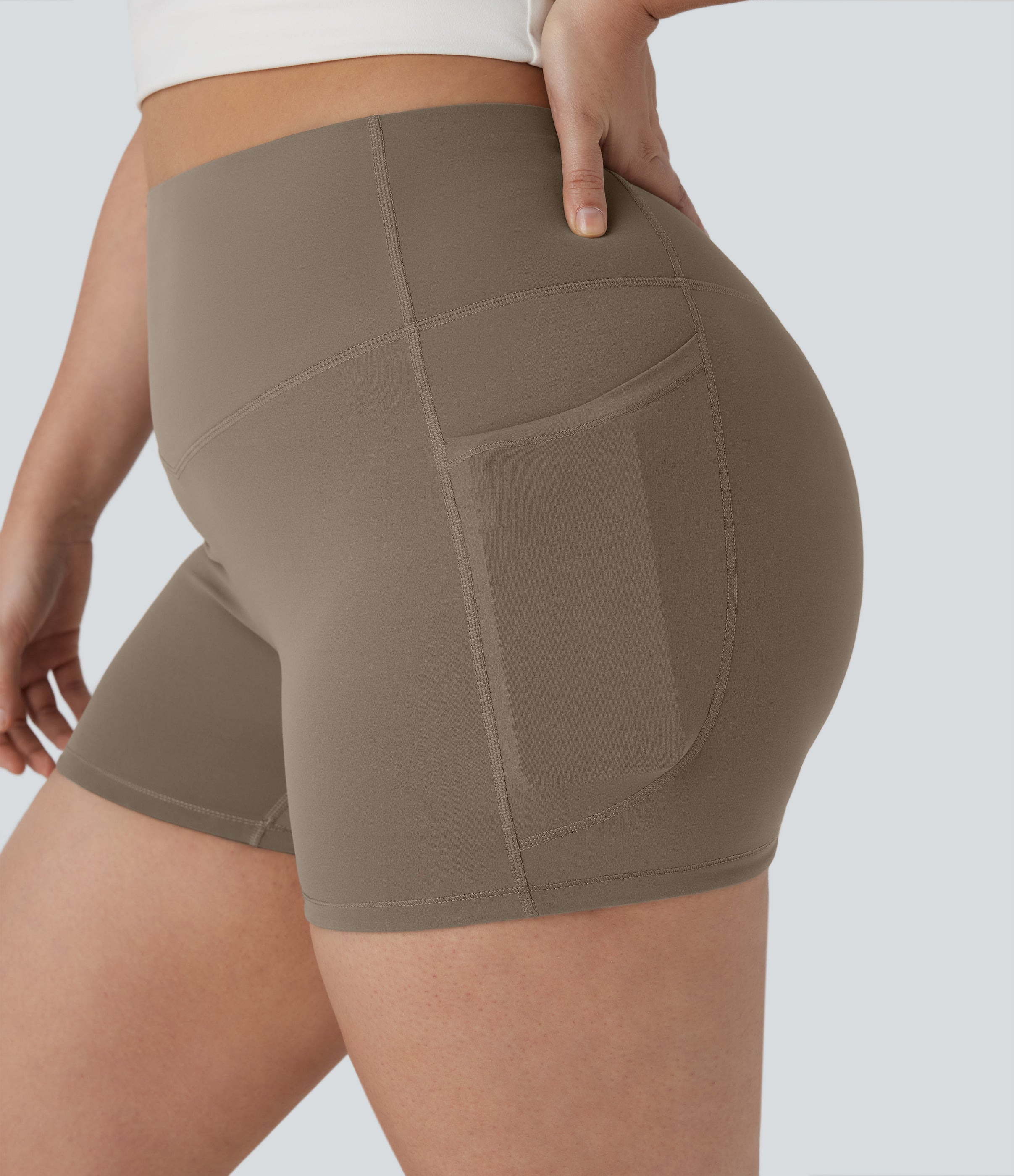 Plus Size UltraSculptTM SoCinched High Waisted Tummy Control Training Biker Shorts 3'' with Pockets