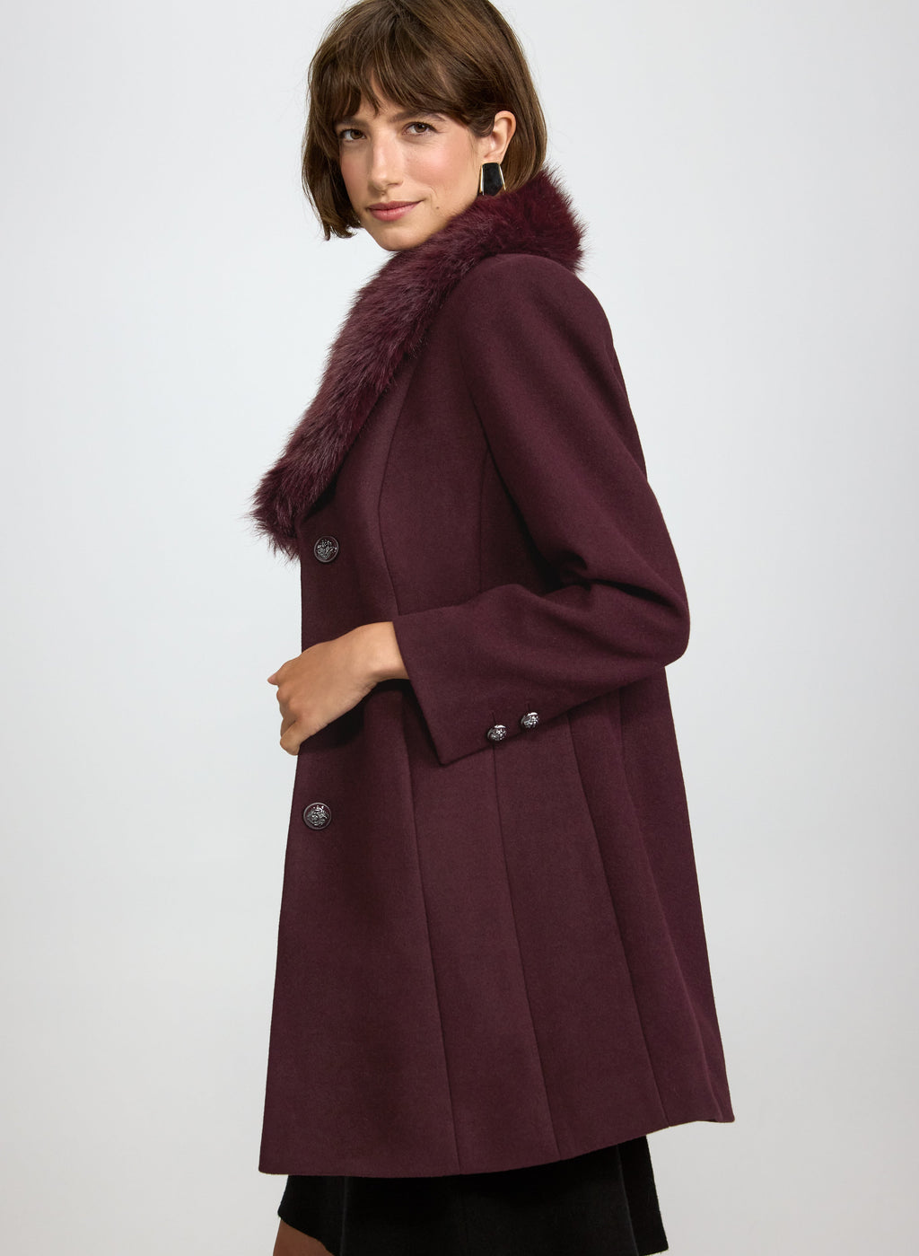 Faux-Fur Collar Coat
