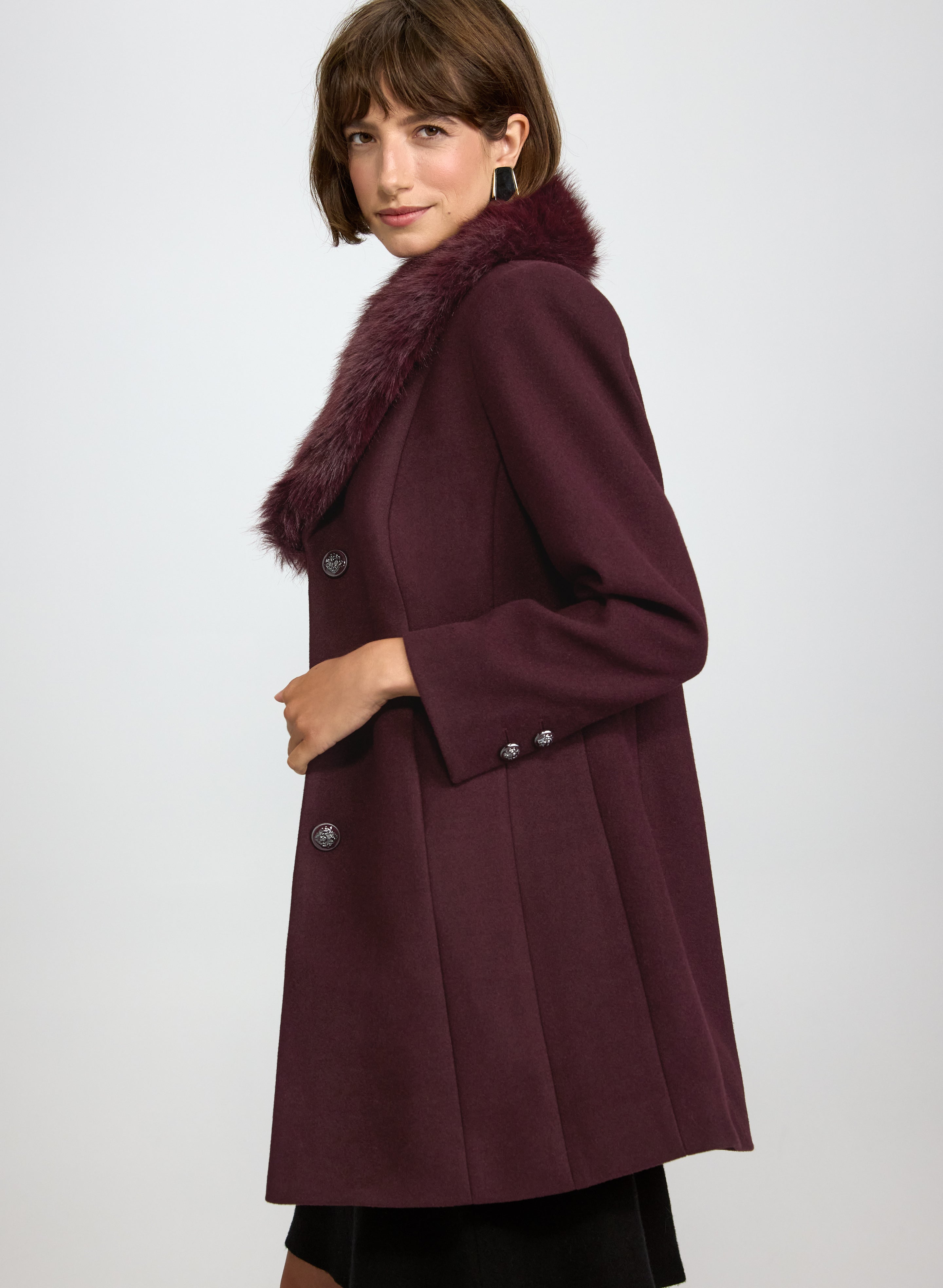 Faux-Fur Collar Coat