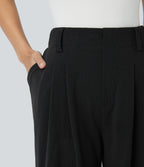 FlexTM High Waisted Side Pocket Wide Leg Waffle Work Pants