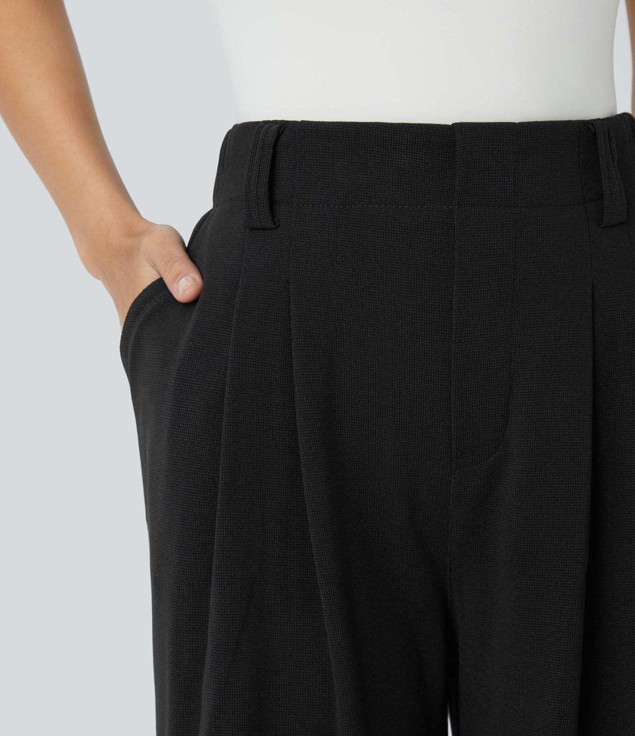 FlexTM High Waisted Side Pocket Wide Leg Waffle Work Pants
