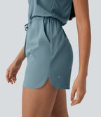 BreezefulTM Sleeveless Cut Out Drawstring Quick Dry Hiking Romper with Pockets